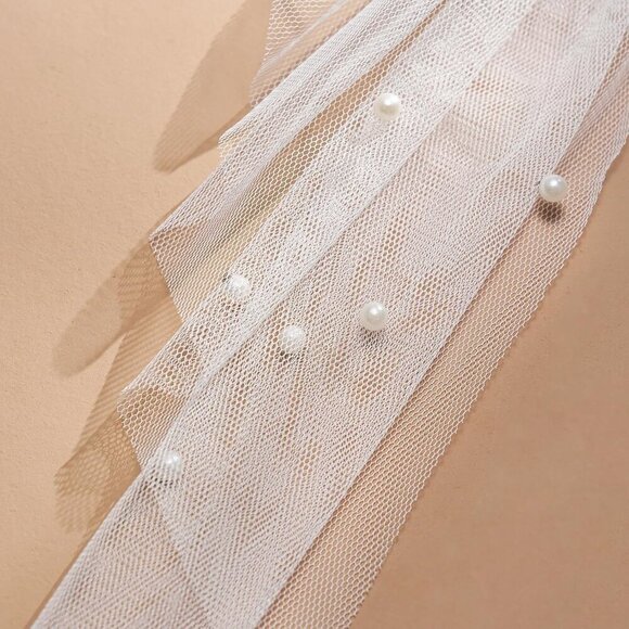 ?Women White Clip Bachelorette Party Decorations Pearl Bow Accessories main image 7